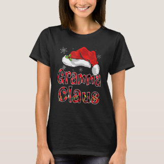 Camiseta Gramma Claus Shirt Santa Hat Red Buffalo Plaid Chr