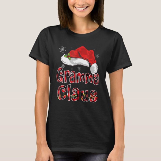 Camiseta Gramma Claus Shirt Santa Hat Red Buffalo Plaid Chr (Anverso)