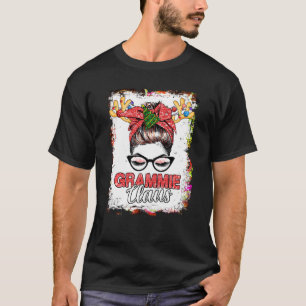 Camiseta Grammie Claus Messy Bun Wink Navidades de ojos ren