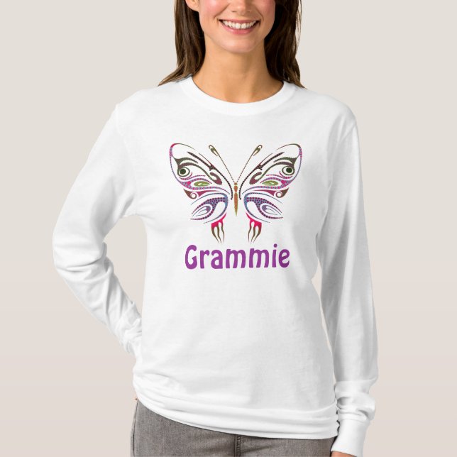 Camiseta Grammie personalizó la mariposa (Anverso)