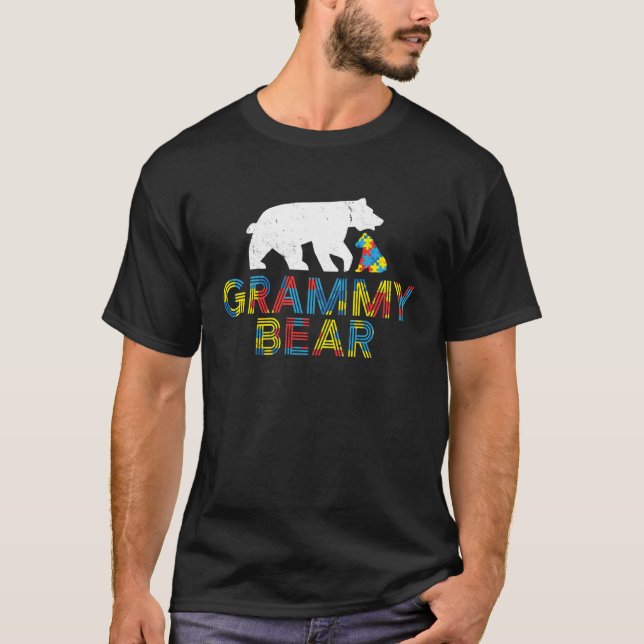 Camiseta Grammy Bear Autism Awareness Gift Proud Autism (Anverso)