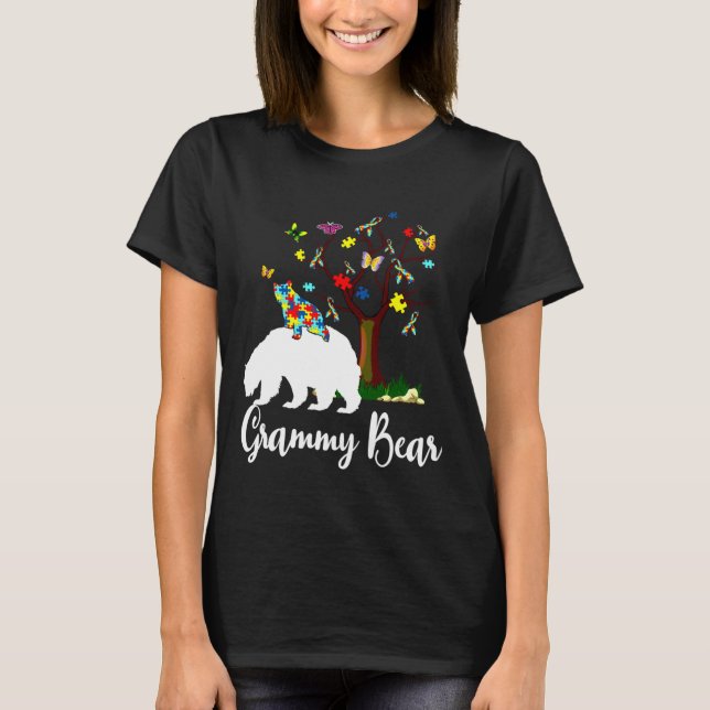 Camiseta Grammy Bear Autism Awareness Love Support (Anverso)