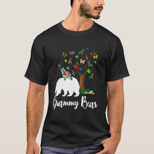 Camiseta Grammy Bear Autism Awareness Love Support T Shirt (Anverso)