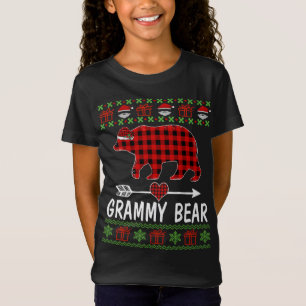 Camiseta Grammy Bear Santa Red Plaid Family Pajamas Para Ch