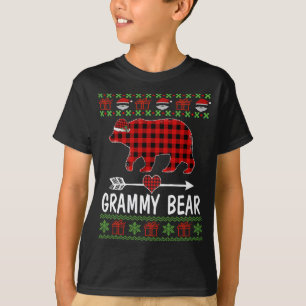 Camiseta Grammy Bear Santa Red Plaid Family Pajamas Para Ch