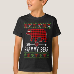 Camiseta Grammy Bear Santa Red Plaid Family Pajamas Para Ch