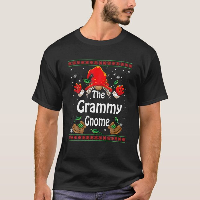 Camiseta Grammy Gnome Búfalo Plaid Matanza Familia Christm (Anverso)