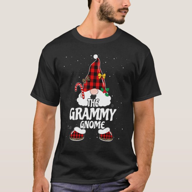 Camiseta Grammy Gnome Búfalo Plaid Matanza Familia Christm (Anverso)