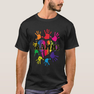 Camiseta Grammy Heart Hand Print Kids Handprint Grandma Mot
