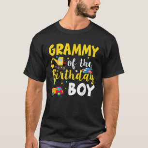 Camiseta Grammy Of Birthday Boy Plane Excavator Truck C