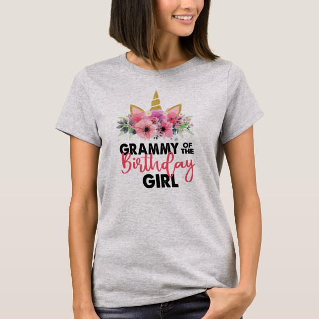 Camiseta Grammy Of Birthday Chica Mother Gift Unicorn (Anverso)