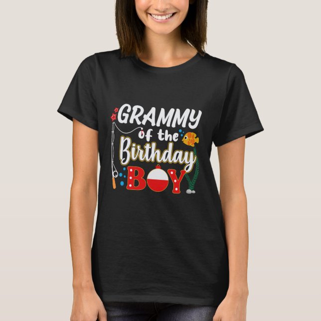 Camiseta Grammy Of Birthday Fishing Family (Anverso)