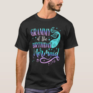 Camiseta Grammy Of Birthday Mermaid Family Matching Par