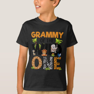 Camiseta Grammy Of Birthday Wild One Safari Boy Family