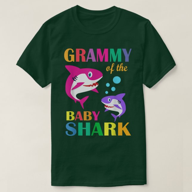 Camiseta Grammy Of The Baby Birthday Shark Grammy Shark Mot (Diseño del anverso)