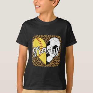 Camiseta Gramos Divertidos de Sóftbol Fútbol Corazón Leopar