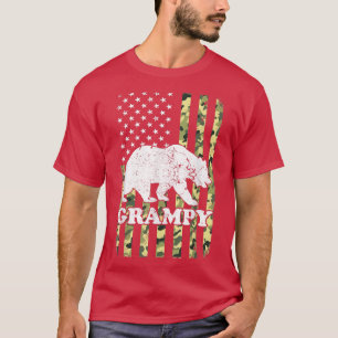 Camiseta Grampy Bear Camping Hiking Camouflage USA American