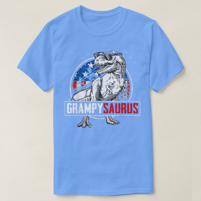 Camiseta Grampy saurus Dinosaur T Re American Flag Family M (Diseño del anverso)