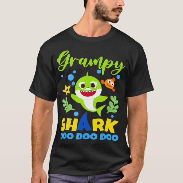 Camiseta Grampy Shark Gift Cute Baby Shark Family Matching  (Anverso)