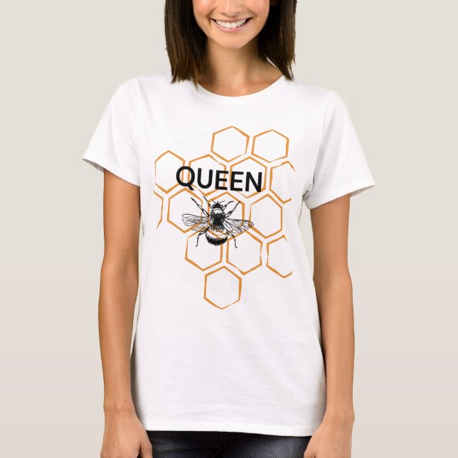 Camiseta Gran abeja y abeja con las palabras "abeja reina" (Anverso)