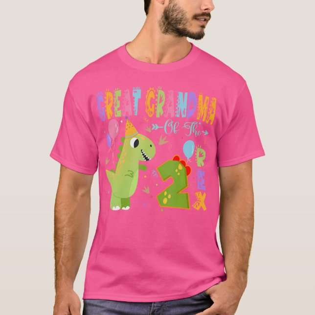 Camiseta Gran Abuela De Dos Rex Dinosaurio De Cumpleaños (Anverso)