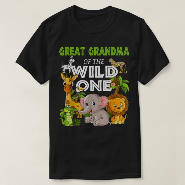 Camiseta Gran Abuela del salvaje Safari de cumpleaños de un (Diseño del anverso)