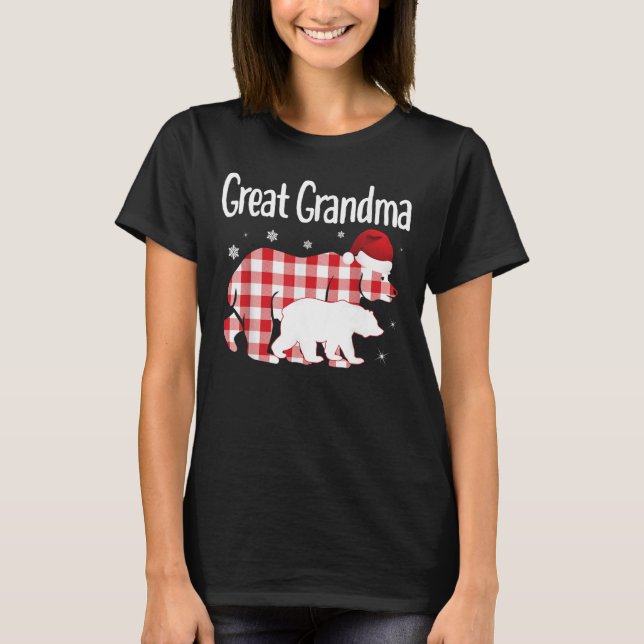 Camiseta Gran Abuela Red Plaid Bear Familia Correspondiente (Anverso)