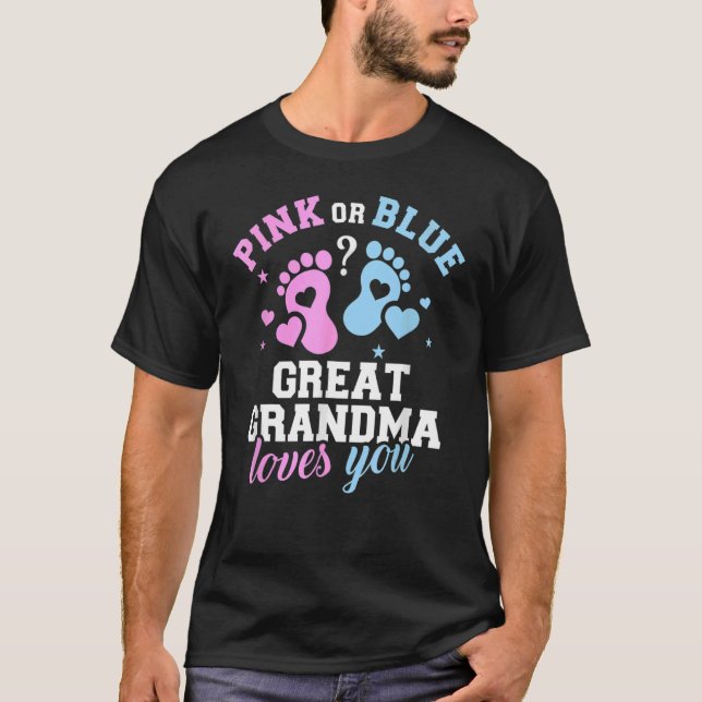 Camiseta Gran Abuela Rosa O Azul Te Ama El Género Del Bebé (Anverso)