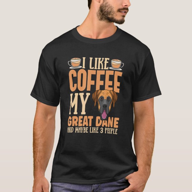 Camiseta Gran Addicto De Café De Tela De Perro De Danés Par (Anverso)
