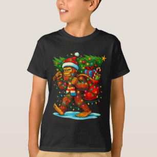 Camiseta Gran árbol de Navidad de Bigfoot luces divertidas