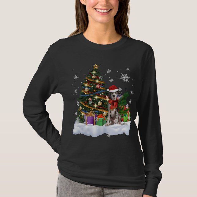 Camiseta Gran árbol navideño de danés ilumina Santa X-mas (Anverso)