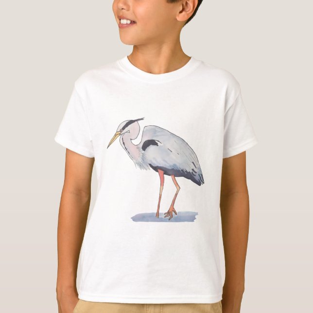 Camiseta Gran arte de especies de aves acuáticas de Blue He (Anverso)