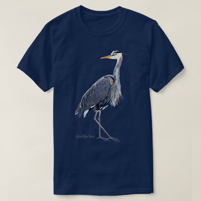 Camiseta Gran ave salvaje de la garza azul (Diseño del anverso)