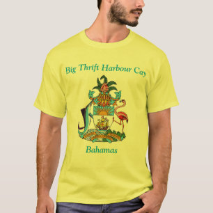 Camiseta Gran bahía de puerto de Thrift, Bahamas con escudo