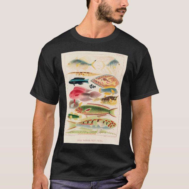 Camiseta Gran Barrera De Ilustracion De Pescado De Arrecife (Anverso)