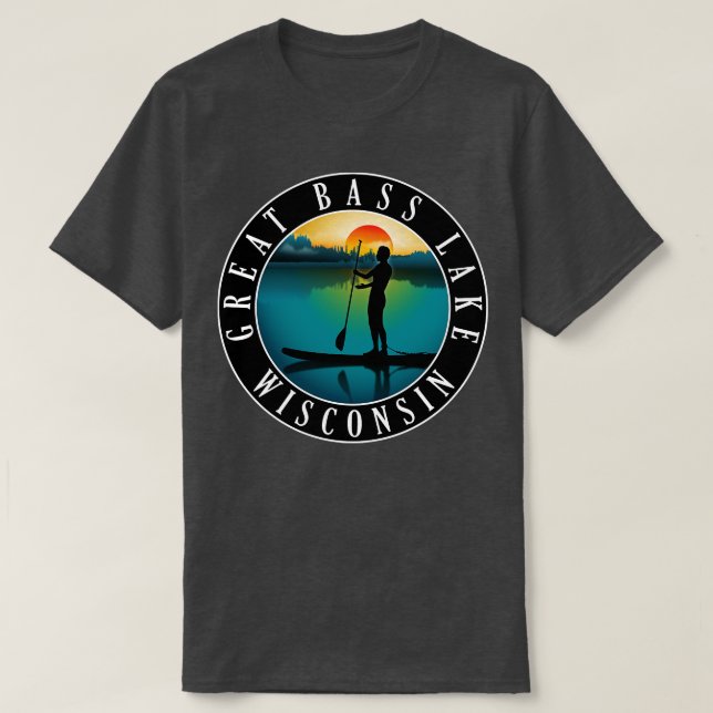 Camiseta Gran Bass Lake Wisconsin Paddleboarding (Diseño del anverso)
