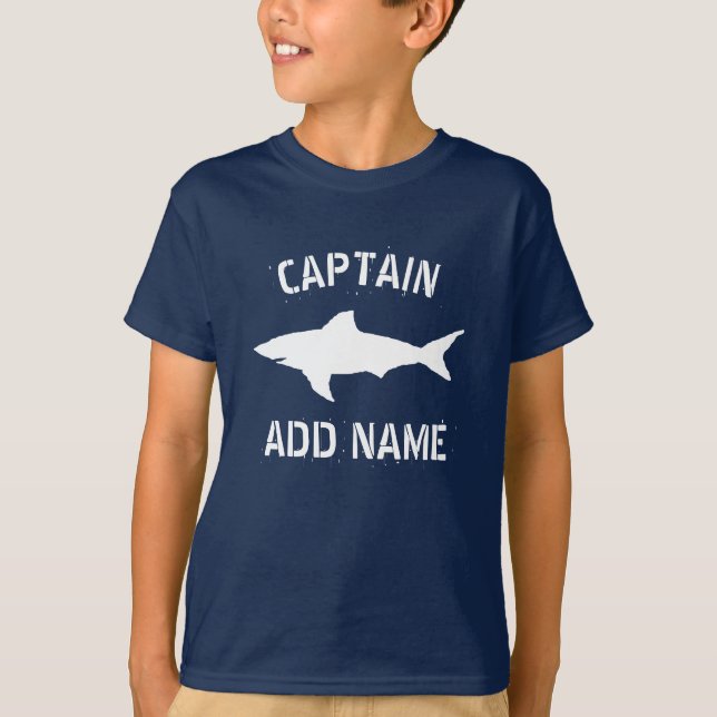 Camiseta Gran bote de silueta de tiburón blanco capitán de  (Anverso)