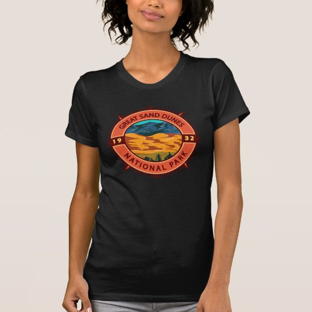 Camiseta Gran brújula retro del parque nacional de dunas de (Anverso)