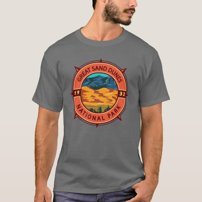 Camiseta Gran brújula retro del parque nacional de dunas de (Anverso)
