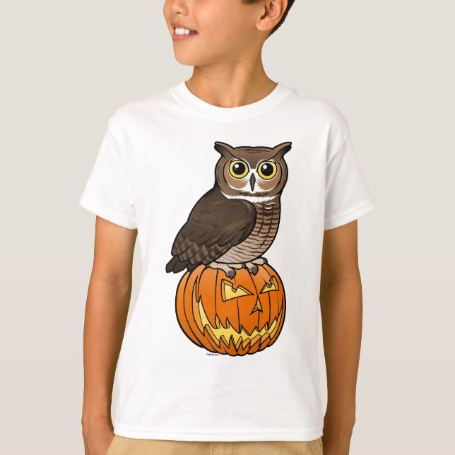 Camiseta Gran búho de cuernos de Halloween (Anverso)