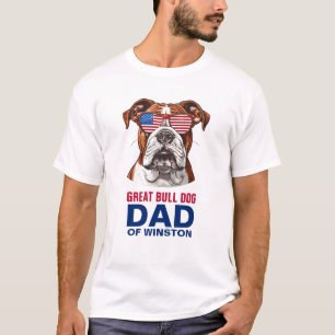 Camiseta Gran Bulldog papá 4 de julio Bandera estadounidens