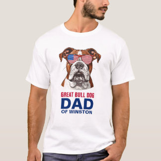 Camiseta Gran Bulldog papá 4 de julio Bandera estadounidens