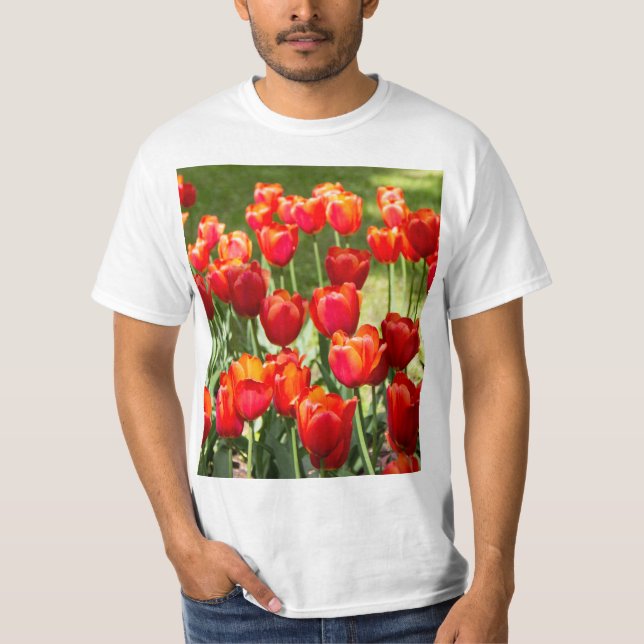 Camiseta Gran campo de tulipanes rojos (Anverso)