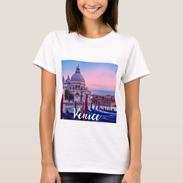 Camiseta Gran Canal con góndolas e iglesia en Venecia (Anverso)