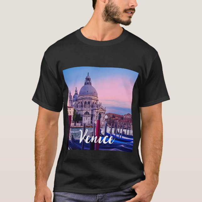Camiseta Gran Canal con góndolas e iglesia en Venecia (Anverso)