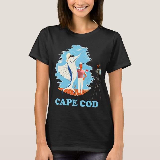 Camiseta Gran Captura Azul de Cape Cod Travel (Anverso)