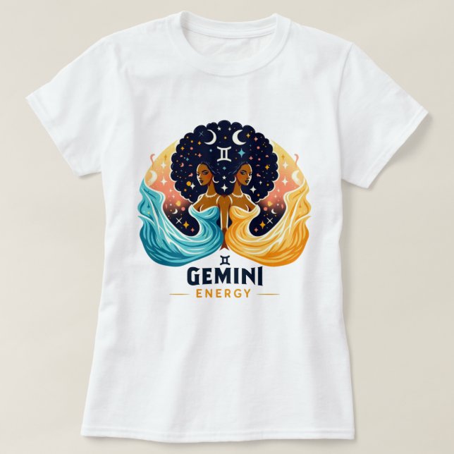 Camiseta Gran cumpleaños de energía africana de Gemini (Diseño del anverso)
