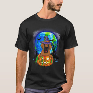 Camiseta Gran Dane Bruja Calabaza de Luna Asustado Perro de