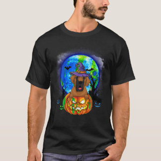 Camiseta Gran Dane Bruja Calabaza de Luna Asustado Perro de