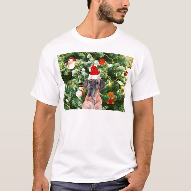 Camiseta Gran dane con árbol de Navidad Cajas de regalo San (Anverso)